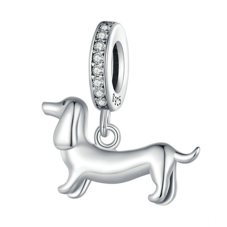 Pendentif mignon petit teckel en argent sterling S925, accessoires de bracelet perlé DIY, SCC2561