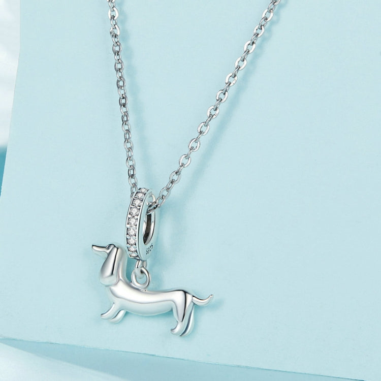 Pendentif mignon petit teckel en argent sterling S925, accessoires de bracelet perlé DIY, SCC2561