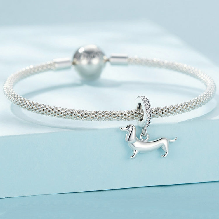 Pendentif mignon petit teckel en argent sterling S925, accessoires de bracelet perlé DIY, SCC2561