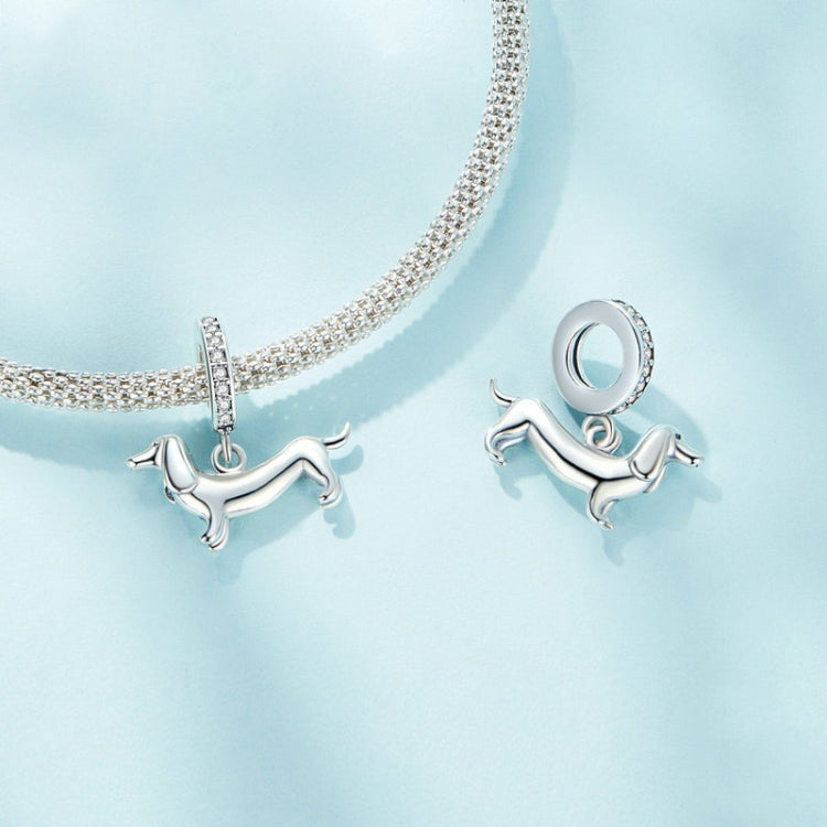 Pendentif mignon petit teckel en argent sterling S925, accessoires de bracelet perlé DIY, SCC2561