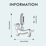 Pendentif mignon petit teckel en argent sterling S925, accessoires de bracelet perlé DIY, SCC2561