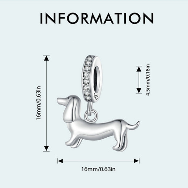 Pendentif mignon petit teckel en argent sterling S925, accessoires de bracelet perlé DIY, SCC2561