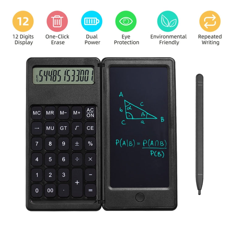 Calculatrice de tableau d'écriture LCD pliable et portable de 6 pouces pour l'apprentissage en entreprise, modèle de base, modèle fonctionnel