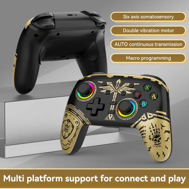 Manette de jeu sans fil Bluetooth à vibrations somatosensorielles pour Nintendo Switch/Switch Pro, Noir et or, Blanc et vert, Noir, Blanc