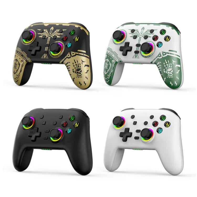 Manette de jeu sans fil Bluetooth à vibrations somatosensorielles pour Nintendo Switch/Switch Pro, Noir et or, Blanc et vert, Noir, Blanc