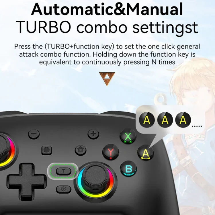 Manette de jeu sans fil Bluetooth à vibrations somatosensorielles pour Nintendo Switch/Switch Pro, Noir et or, Blanc et vert, Noir, Blanc
