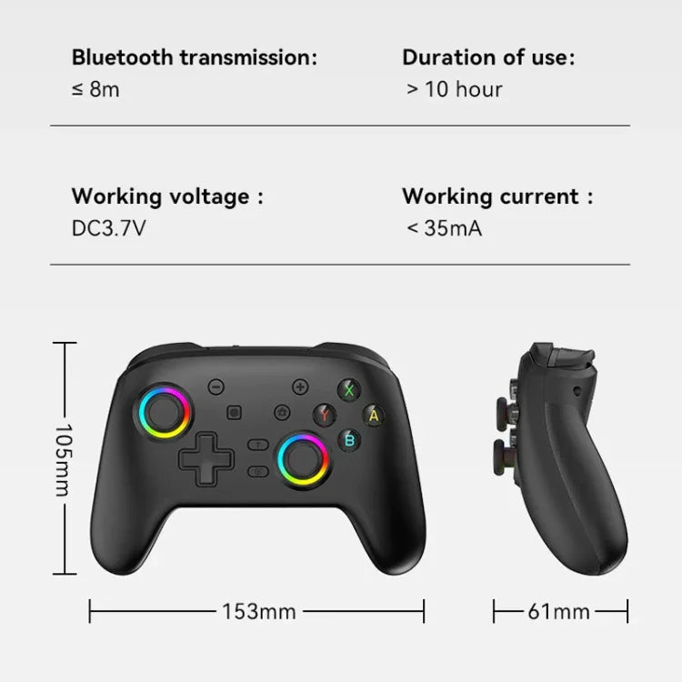 Manette de jeu sans fil Bluetooth à vibrations somatosensorielles pour Nintendo Switch/Switch Pro, Noir et or, Blanc et vert, Noir, Blanc