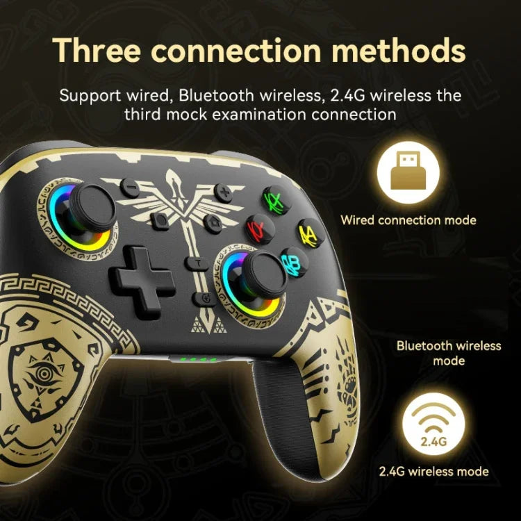 Manette de jeu sans fil Bluetooth à vibrations somatosensorielles pour Nintendo Switch/Switch Pro, Noir et or, Blanc et vert, Noir, Blanc
