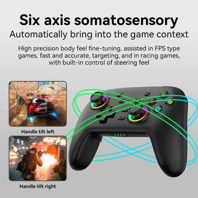Manette de jeu sans fil Bluetooth à vibrations somatosensorielles pour Nintendo Switch/Switch Pro, Noir et or, Blanc et vert, Noir, Blanc