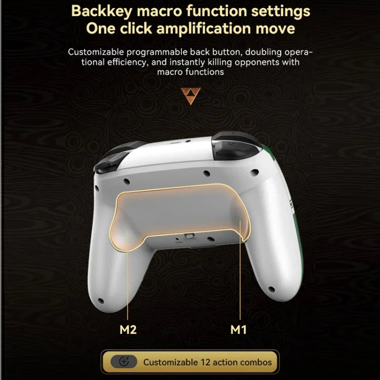 Manette de jeu sans fil Bluetooth à vibrations somatosensorielles pour Nintendo Switch/Switch Pro, Noir et or, Blanc et vert, Noir, Blanc