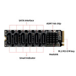Carte d'extension de transfert M2 M-EKY PCIe 3.0 vers SATA 6G, adaptateur d'extension de disque dur 6 ports