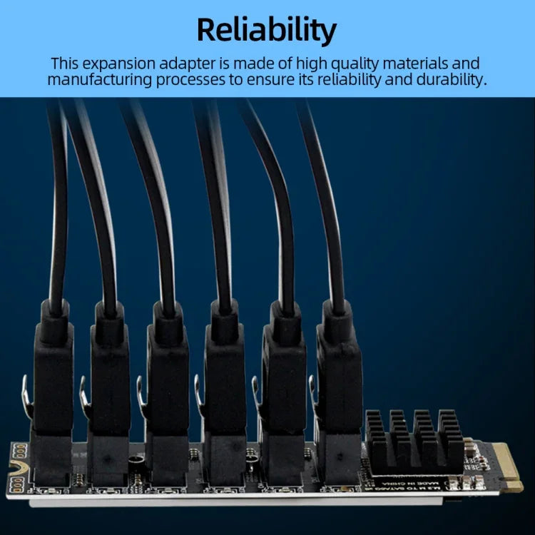Carte d'extension de transfert M2 M-EKY PCIe 3.0 vers SATA 6G, adaptateur d'extension de disque dur 6 ports