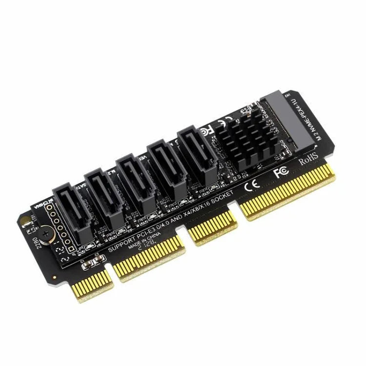 Carte de transfert M.2 NVMe-PCIE X4/X8/X16 avec rotor SATA5 et puce JMB585