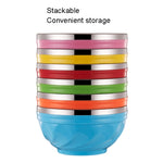 Bol à double paroi en acier inoxydable avec couvercle, bol de riz isotherme pour enfants, lot de 6 pièces de 13 cm, lot de 6 pièces de 15 cm, lot de 6 pièces de 17 cm