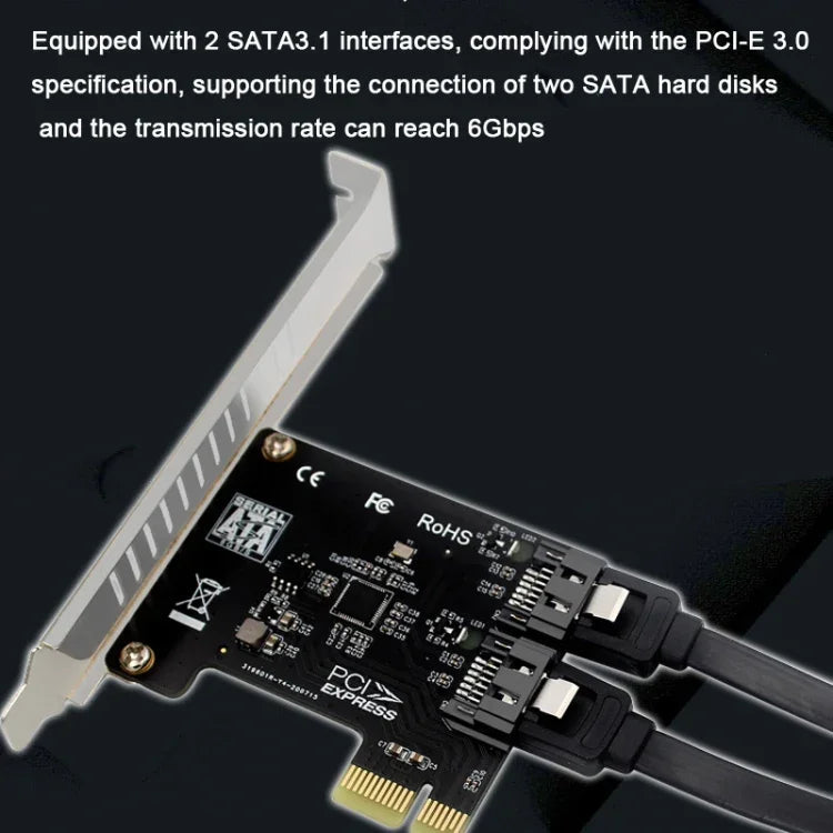PCIE 2 Port SATA 3.0 Expansion Card 6Gbps Computer Desktop Chassis Conversion Card