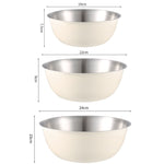 Bol en acier inoxydable 304 de qualité alimentaire pour cuisine, pâtisserie, mélange, légumes, saladier, 19 cm (jaune), 22 cm (jaune), 24 cm (jaune), 19 cm (blanc), 22 cm (blanc), 24 cm (blanc)