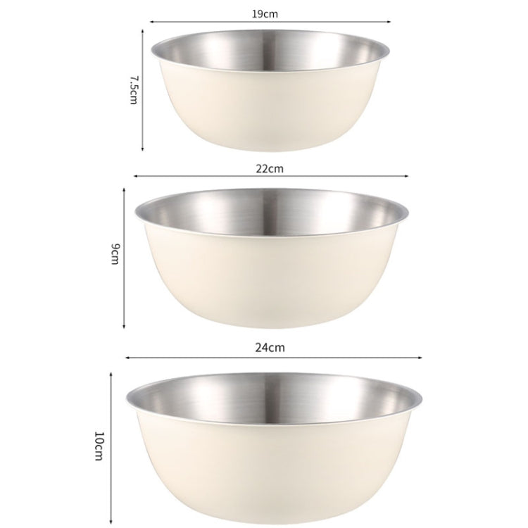 Bol en acier inoxydable 304 de qualité alimentaire pour cuisine, pâtisserie, mélange, légumes, saladier, 19 cm (jaune), 22 cm (jaune), 24 cm (jaune), 19 cm (blanc), 22 cm (blanc), 24 cm (blanc)