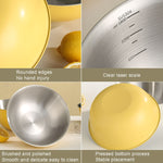 Bol en acier inoxydable 304 de qualité alimentaire pour cuisine, pâtisserie, mélange, légumes, saladier, 19 cm (jaune), 22 cm (jaune), 24 cm (jaune), 19 cm (blanc), 22 cm (blanc), 24 cm (blanc)