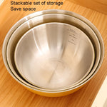 Bol en acier inoxydable 304 de qualité alimentaire pour cuisine, pâtisserie, mélange, légumes, saladier, 19 cm (jaune), 22 cm (jaune), 24 cm (jaune), 19 cm (blanc), 22 cm (blanc), 24 cm (blanc)