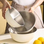 Bol en acier inoxydable 304 de qualité alimentaire pour cuisine, pâtisserie, mélange, légumes, saladier, 19 cm (jaune), 22 cm (jaune), 24 cm (jaune), 19 cm (blanc), 22 cm (blanc), 24 cm (blanc)