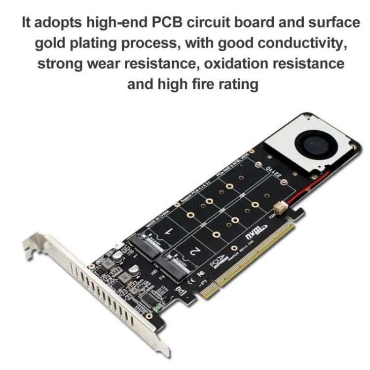 Adaptateur d'extension RAID SSD NVMe x4 PCI-E X16 vers M.2 à clé M, compatible 2242/2260/2280/22110, PH44Plus