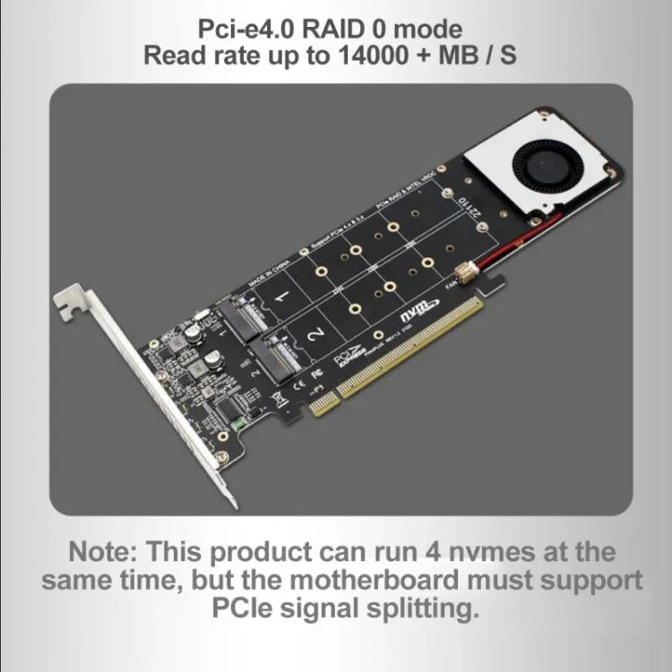 Adaptateur d'extension RAID SSD NVMe x4 PCI-E X16 vers M.2 à clé M, compatible 2242/2260/2280/22110, PH44Plus