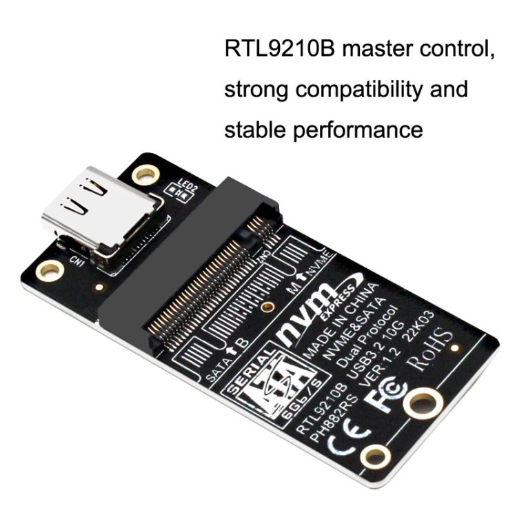 Boîtier disque dur M.2 NVME carte de transfert avec puce RTL9210B Type-C / USB-C USB3.1 Gen2 10Gbps