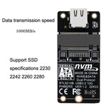 Boîtier disque dur M.2 NVME carte de transfert avec puce RTL9210B Type-C / USB-C USB3.1 Gen2 10Gbps