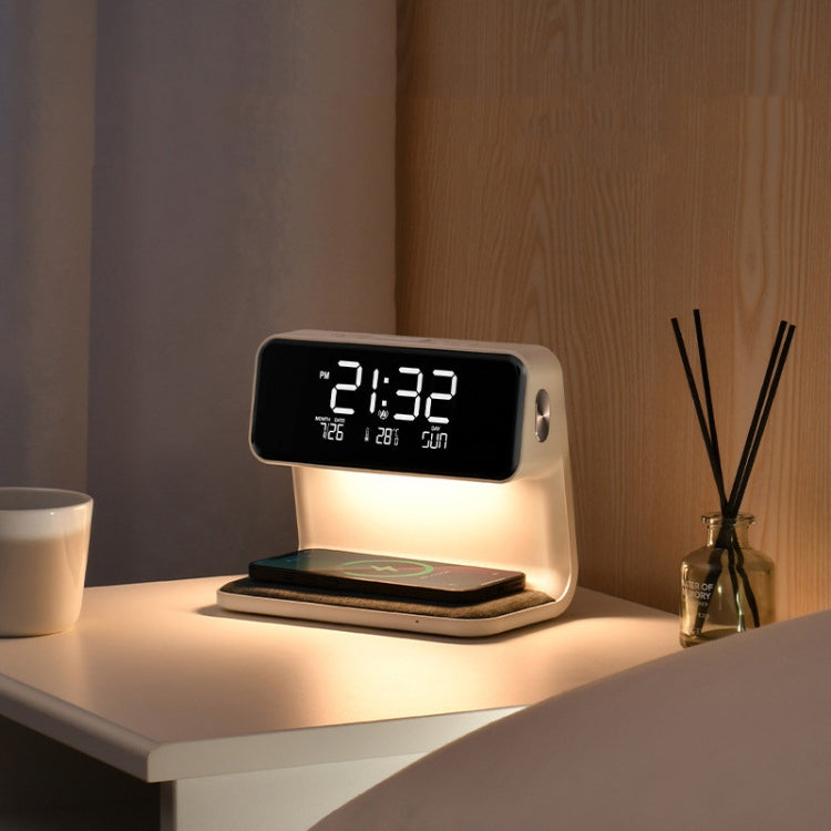 Lampe de chevet 3 en 1 avec chargeur sans fil 10W, écran LCD, réveil, chargeur de téléphone, prise EU
