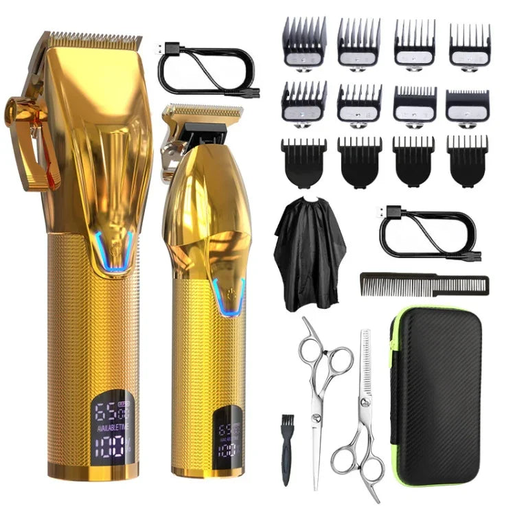 Kit d'outils de coupe de cheveux électriques pour hommes - Tondeuse électrique de sculpture, LM-2027 2 en 1 (Noir), LM-2027 2 en 1 (Or)