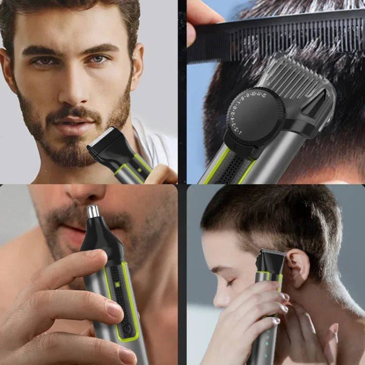 IPX5 étanche hommes multifonctionnel barbier 4 en 1 rasoir tondeuse nez ensemble de cheveux recharge USB, 677 4 en 1