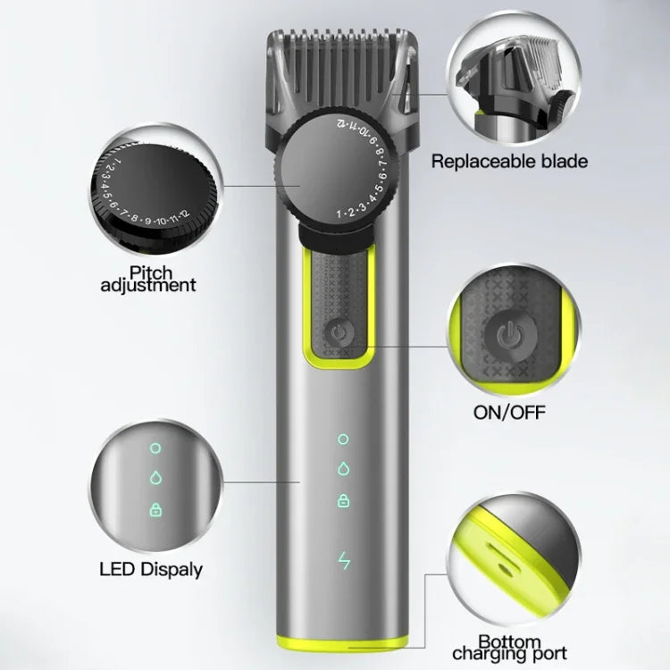 IPX5 étanche hommes multifonctionnel barbier 4 en 1 rasoir tondeuse nez ensemble de cheveux recharge USB, 677 4 en 1