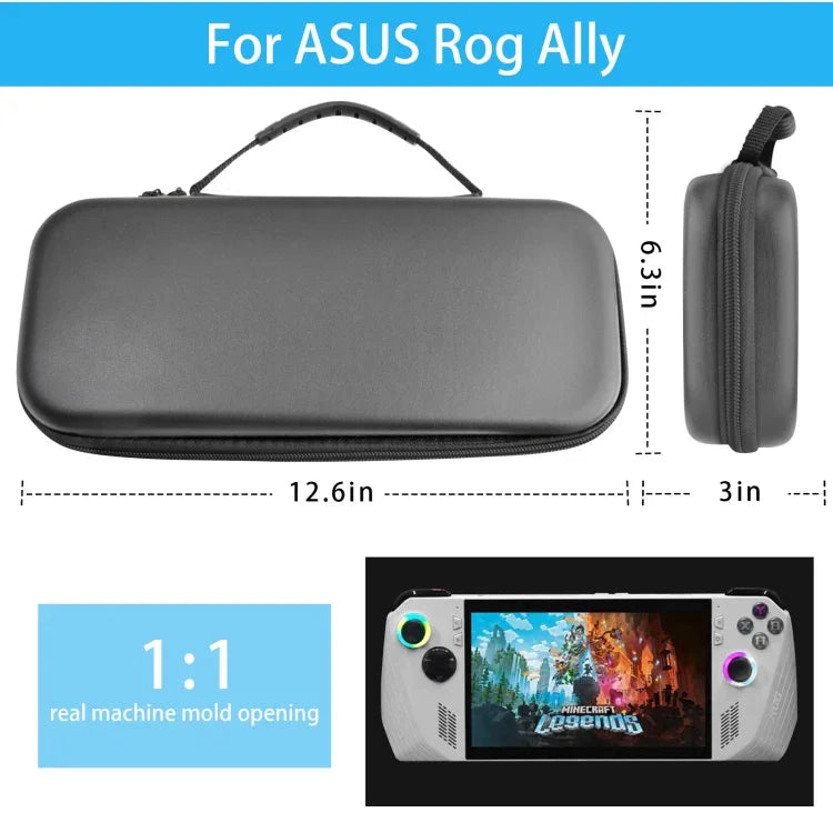 Sacoche de protection en cuir EVA grainé pour console de jeu ASUS ROG Ally, disponible en noir et blanc.