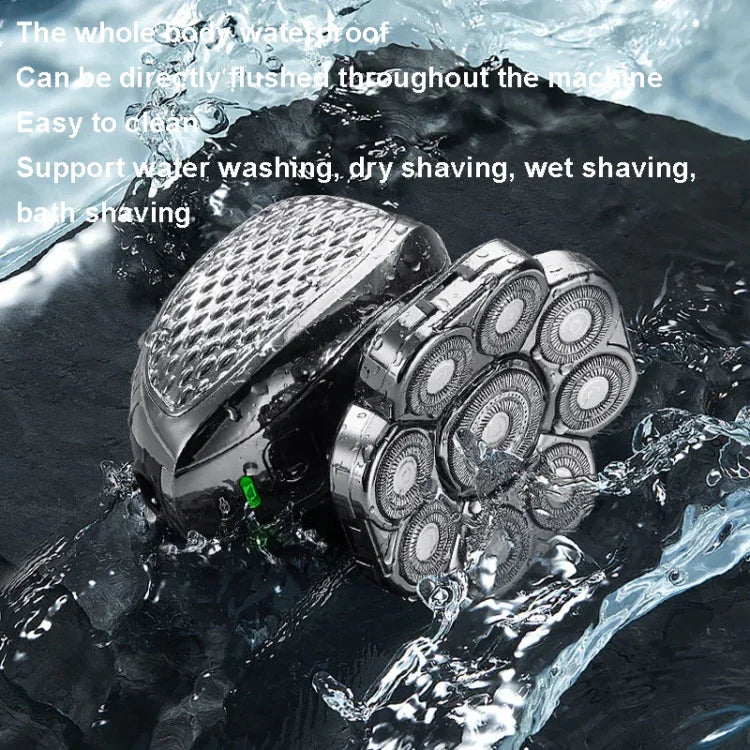 Rasoir multifonctionnel USB 9 têtes avec lavage intégral, rasoir chauve pour hommes, 6 en 1