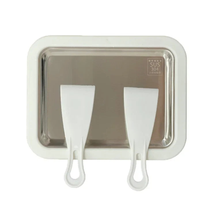 Mini machine à yaourt frit maison pour enfants DIY plateau à glace frit, acier inoxydable vert 26x21cm, acier inoxydable blanc 26x21cm, acier inoxydable rose 22,5x17,5cm, acier inoxydable blanc 22,5x17,5cm, alliage d'aluminium blanc 22,5x17,5cm