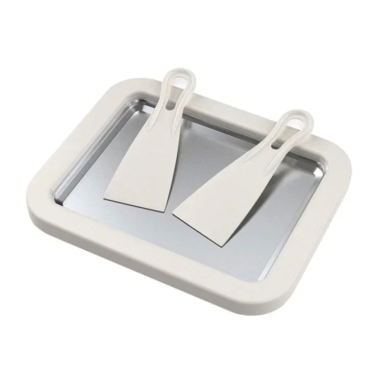 Mini machine à yaourt frit maison pour enfants DIY plateau à glace frit, acier inoxydable vert 26x21cm, acier inoxydable blanc 26x21cm, acier inoxydable rose 22,5x17,5cm, acier inoxydable blanc 22,5x17,5cm, alliage d'aluminium blanc 22,5x17,5cm