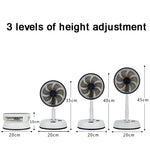 Ventilateur télescopique pliable portable de 8 pouces avec oscillation, minuterie et télécommande, blanc 6000 mAh