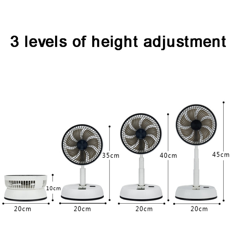 Ventilateur télescopique pliable portable de 8 pouces avec oscillation, minuterie et télécommande, blanc 6000 mAh