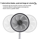 Ventilateur télescopique pliable portable de 8 pouces avec oscillation, minuterie et télécommande, blanc 6000 mAh