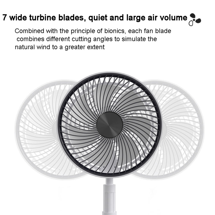 Ventilateur télescopique pliable portable de 8 pouces avec oscillation, minuterie et télécommande, blanc 6000 mAh