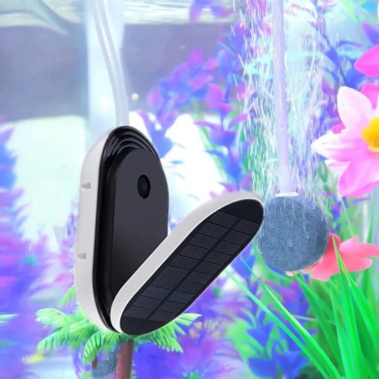 Pompe à Oxygène Solaire Portable Extérieure Couvercle Basculant Aquarium Pompe à Oxygène Solaire, Pompe à Oxygène Solaire