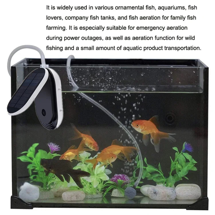 Pompe à Oxygène Solaire Portable Extérieure Couvercle Basculant Aquarium Pompe à Oxygène Solaire, Pompe à Oxygène Solaire