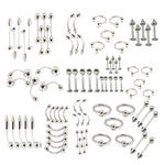 85 pièces de bijoux de piercing, clous de lèvre, clous de sourcil, clous de nez en acier inoxydable