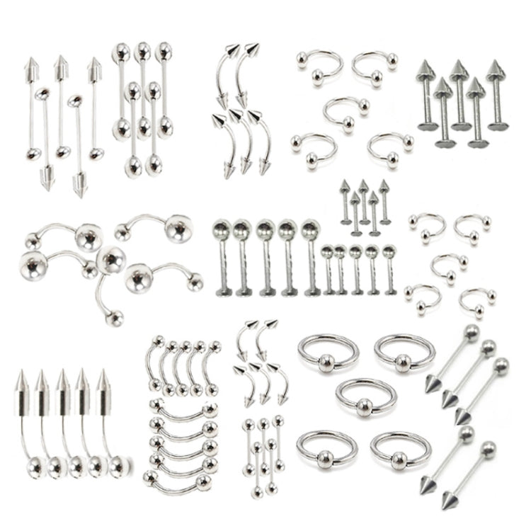 85 pièces de bijoux de piercing, clous de lèvre, clous de sourcil, clous de nez en acier inoxydable