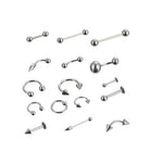 85 pièces de bijoux de piercing, clous de lèvre, clous de sourcil, clous de nez en acier inoxydable
