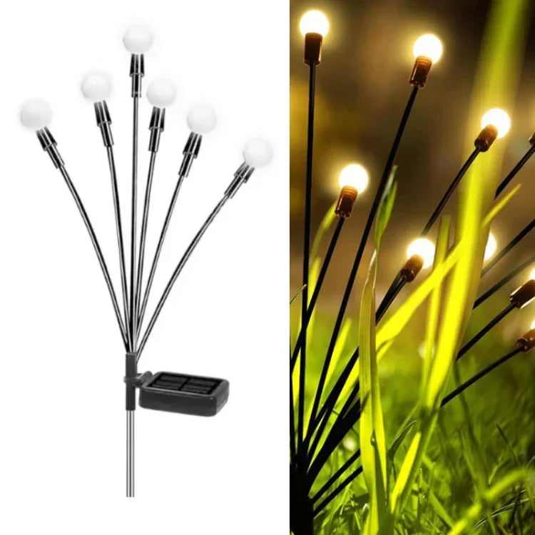 2 ensembles de lumières solaires lucioles de Noël pour jardin extérieur étanches, 6 têtes lumière chaude, 6 têtes lumière colorée, 8 têtes lumière chaude, 8 têtes lumière colorée, 10 têtes lumière chaude, 10 têtes lumière colorée