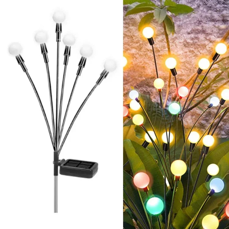 2 ensembles de lumières solaires lucioles de Noël pour jardin extérieur étanches, 6 têtes lumière chaude, 6 têtes lumière colorée, 8 têtes lumière chaude, 8 têtes lumière colorée, 10 têtes lumière chaude, 10 têtes lumière colorée