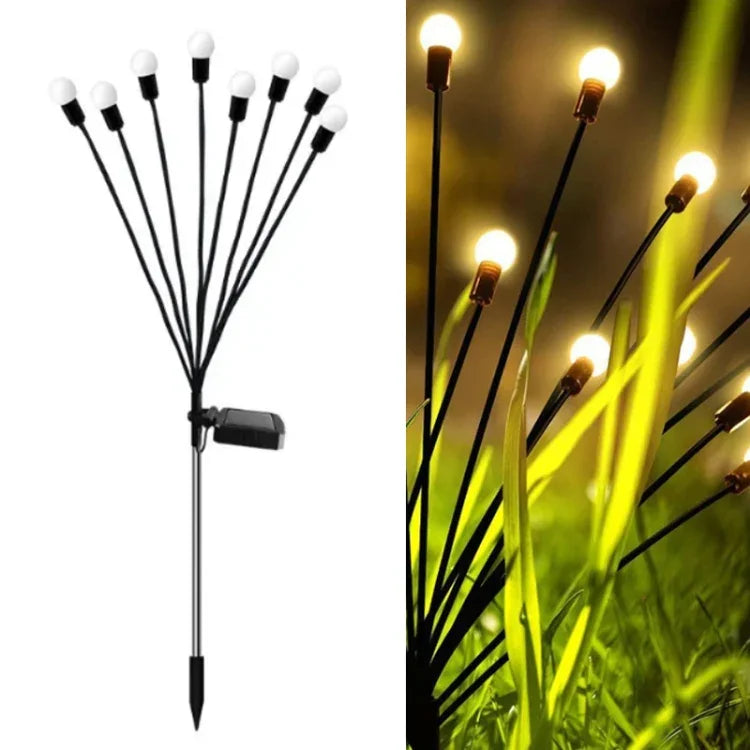 2 ensembles de lumières solaires lucioles de Noël pour jardin extérieur étanches, 6 têtes lumière chaude, 6 têtes lumière colorée, 8 têtes lumière chaude, 8 têtes lumière colorée, 10 têtes lumière chaude, 10 têtes lumière colorée