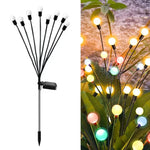 2 ensembles de lumières solaires lucioles de Noël pour jardin extérieur étanches, 6 têtes lumière chaude, 6 têtes lumière colorée, 8 têtes lumière chaude, 8 têtes lumière colorée, 10 têtes lumière chaude, 10 têtes lumière colorée