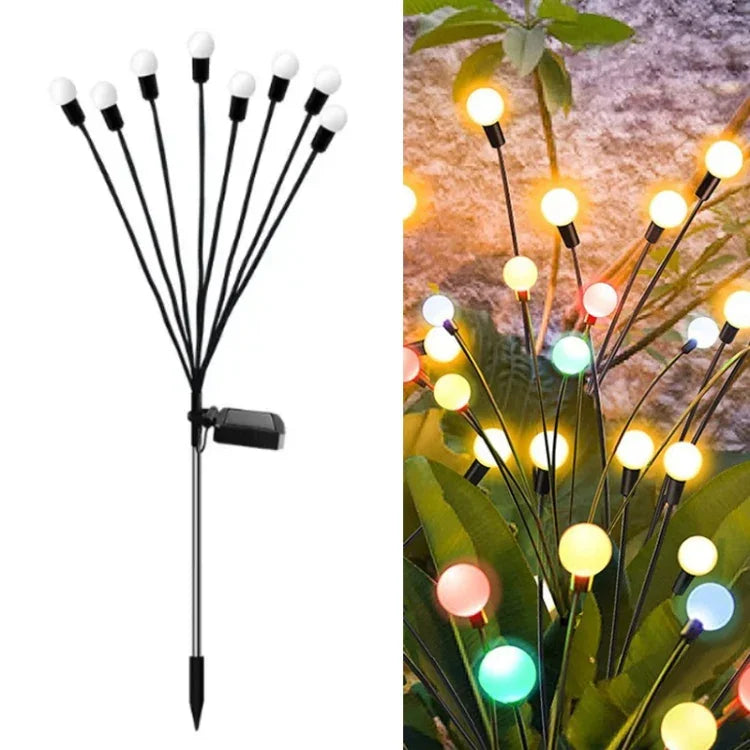 2 ensembles de lumières solaires lucioles de Noël pour jardin extérieur étanches, 6 têtes lumière chaude, 6 têtes lumière colorée, 8 têtes lumière chaude, 8 têtes lumière colorée, 10 têtes lumière chaude, 10 têtes lumière colorée